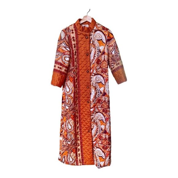 Vintage Loungees Oriental Quilted Belted Robe Housecoat 1960's I.Magnin RARE - Picture 3 of 16